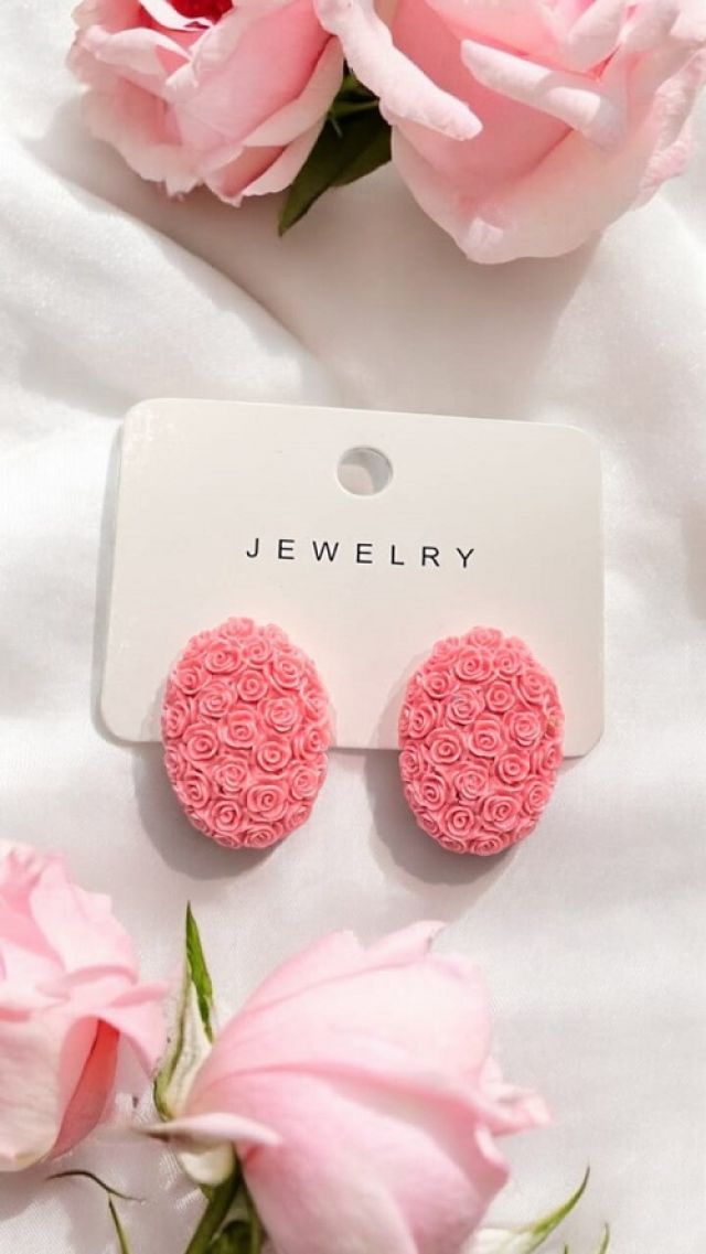 Rose Oval Earring Set